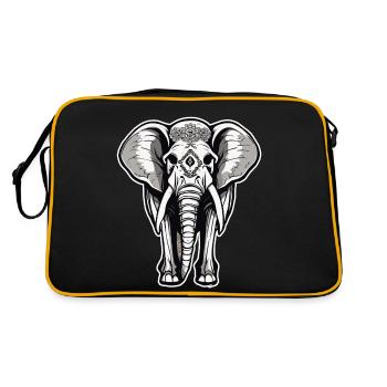 Éléphant / Animal / Oriental / Fleurs / Motif - Sac Retro - noir/or - Dos