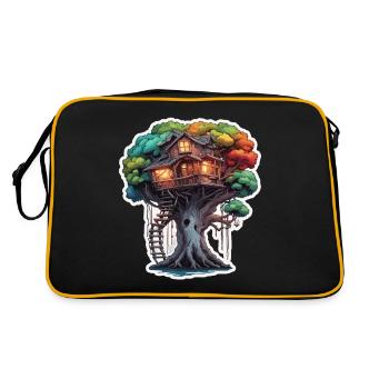 Cabane dans les arbres / Cime des arbres / Cabane dans les arbres / Aventure - Sac Retro - noir/or - Dos