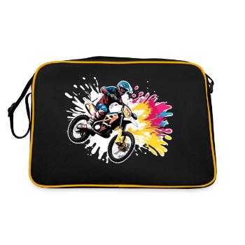 Biker / Motorrad Fahrer / Biker / Zweirad / Cross - Retro Tasche - Schwarz/Gold - Hinten