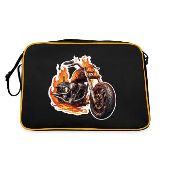Biker / Motorrad Fahrer / Biker / Zweirad / Cross - Retro Tasche - Schwarz/Gold - Hinten