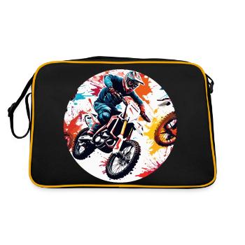 Biker / Motorrad Fahrer / Biker / Zweirad / Cross - Retro Tasche - Schwarz/Gold - Hinten