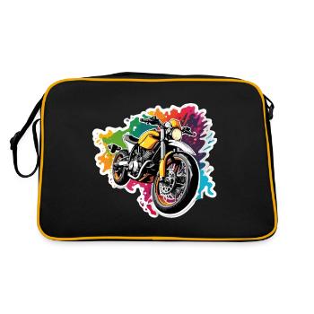 Biker / Motorrad Fahrer / Biker / Zweirad / Cross - Retro Tasche - Schwarz/Gold - Hinten
