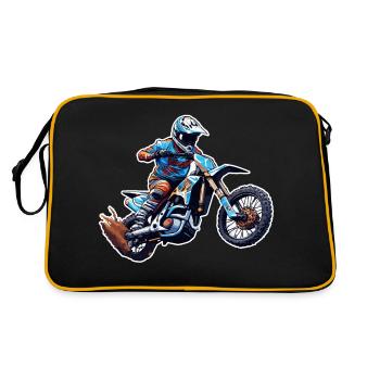 Biker / Motorrad Fahrer / Biker / Zweirad / Cross - Retro Tasche - Schwarz/Gold - Hinten