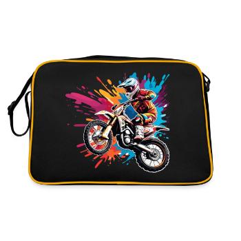 Biker / Motorrad Fahrer / Biker / Zweirad / Cross - Retro Tasche - Schwarz/Gold - Hinten
