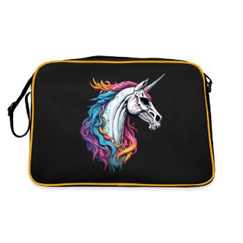 Einhorn / Fabelwesen / Märchen / Magie / Glitzer - Retro Tasche - Schwarz/Gold - Hinten