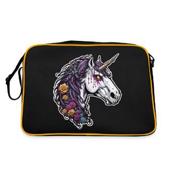 Einhorn / Fabelwesen / Märchen / Magie / Glitzer - Retro Tasche - Schwarz/Gold - Hinten