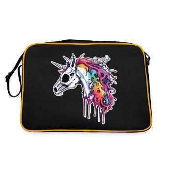 Einhorn / Fabelwesen / Märchen / Magie / Glitzer - Retro Tasche - Schwarz/Gold - Hinten