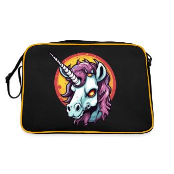 Einhorn / Fabelwesen / Märchen / Magie / Glitzer - Retro Tasche - Schwarz/Gold - Hinten
