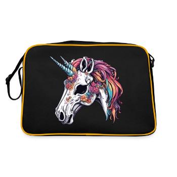 Einhorn / Fabelwesen / Märchen / Magie / Glitzer - Retro Tasche - Schwarz/Gold - Hinten
