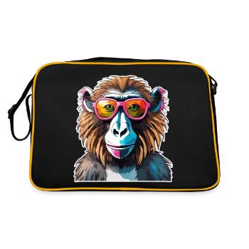 Affe / Tier / Zoo / Babian / Wild / Comic - Retro Tasche - Schwarz/Gold - Hinten