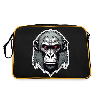 Affe / Tier / Zoo / Babian / Wild / Comic - Retro Tasche - Schwarz/Gold - Hinten