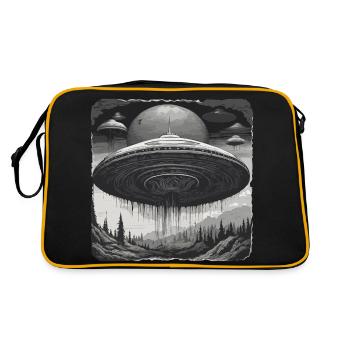 Alien / Vaisseau spatial / OVNI / Zone 51 / Tout / Mars - Sac Retro - noir/or - Dos