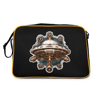 Alien / Vaisseau spatial / OVNI / Zone 51 / Tout / Mars - Sac Retro - noir/or - Dos