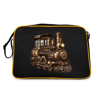 Train / Locomotive / Locomotive à vapeur / Ferroviaire / Écluse - Sac Retro - noir/or - Dos