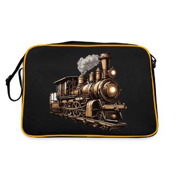 Train / Locomotive / Locomotive à vapeur / Ferroviaire / Écluse - Sac Retro - noir/or - Dos