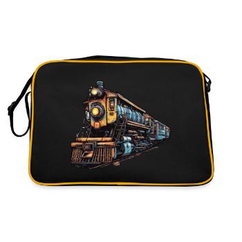Train / Locomotive / Locomotive à vapeur / Ferroviaire / Écluse - Sac Retro - noir/or - Dos