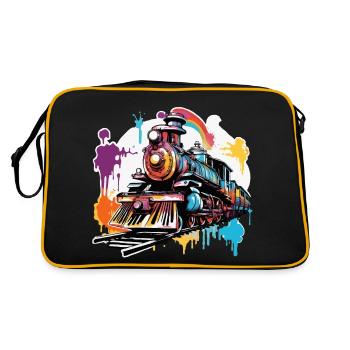 Train / Locomotive / Locomotive à vapeur / Ferroviaire / Écluse - Sac Retro - noir/or - Dos