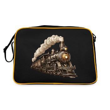 Train / Locomotive / Locomotive à vapeur / Ferroviaire / Écluse - Sac Retro - noir/or - Dos