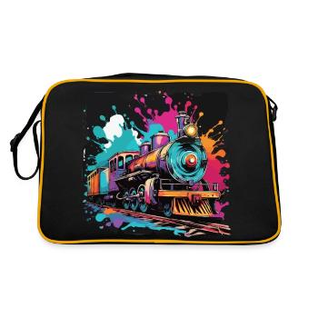 Train / Locomotive / Locomotive à vapeur / Ferroviaire / Écluse - Sac Retro - noir/or - Dos