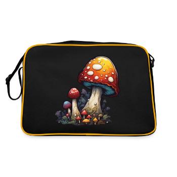 Mushroom / Mushroom / Meadow / Forest / Goa / Psy - Retro Bag - black/gold - Back