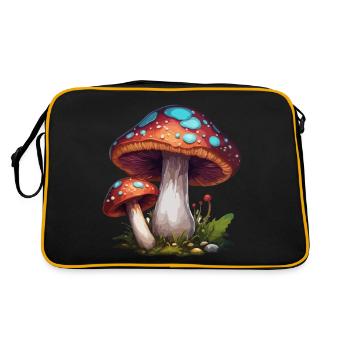 Mushroom / Mushroom / Meadow / Forest / Goa / Psy - Retro Bag - black/gold - Back