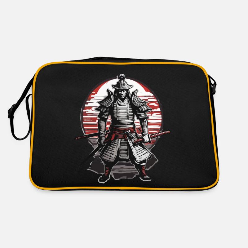 Samurai / Japanisch / Harakiri / Katana / Mann - Retro Tasche - Schwarz/Gold