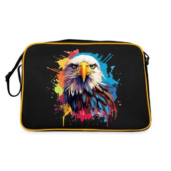 Colorful eagle bald eagle splash of color - Retro Bag - black/gold - Back