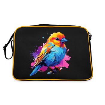 Bunter Finken Farbkleckse Farbspritzer - Retro Tasche - Schwarz/Gold - Hinten