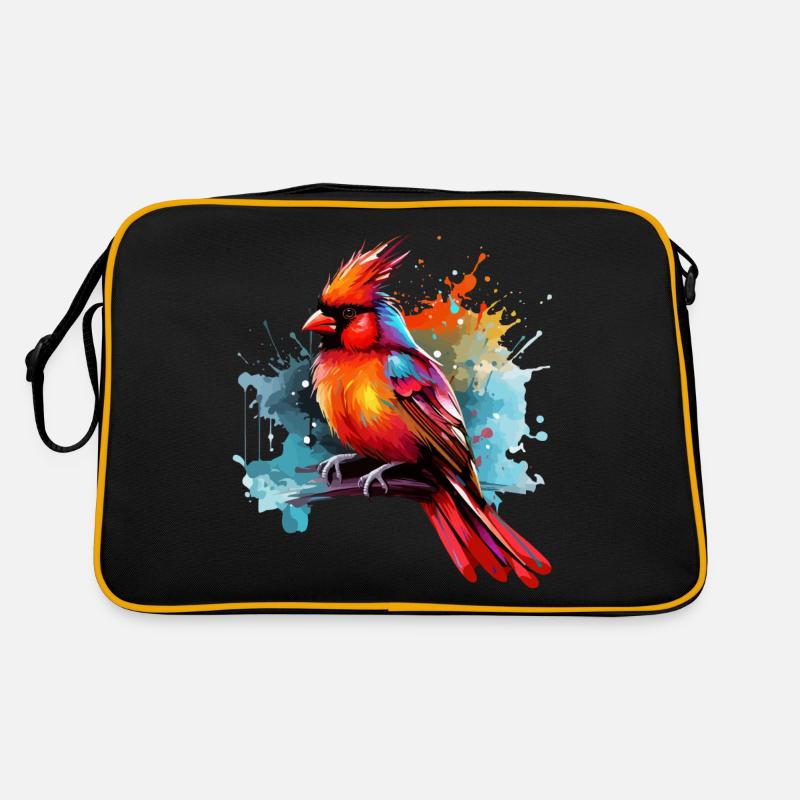 Bunter Rotkardinal Farbkleckse Farbspritzer Retro Tasche
