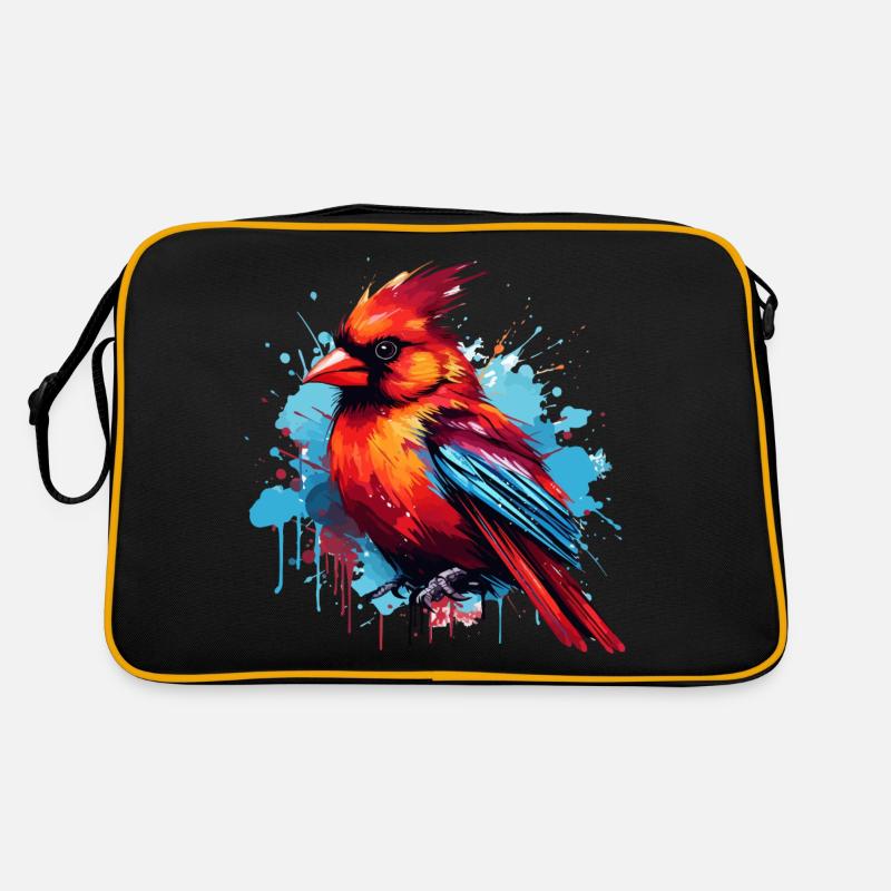 Bunter Rotkardinal Farbkleckse Farbspritzer Retro Tasche