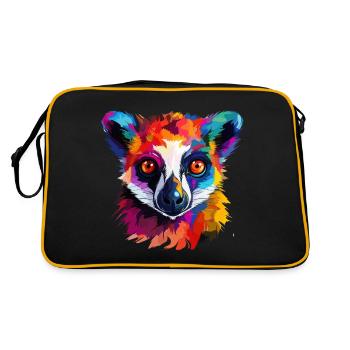 Colorful Lemur, Splashes of Paint, Splashes of Paint - Retro Bag - black/gold - Back