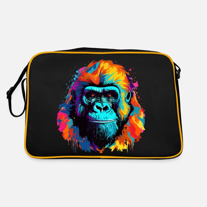 Bunter Gorilla Farbkleckse Farbspritzer Retro Tasche