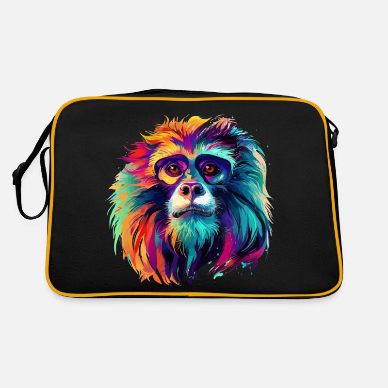 Gibbon coloré, éclaboussures de peinture, éclaboussures de peinture Sac Retro