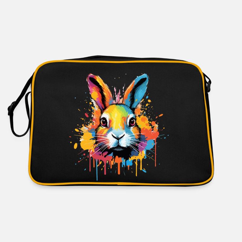 Bunter Hase Farbkleckse Farbspritzer Retro Tasche