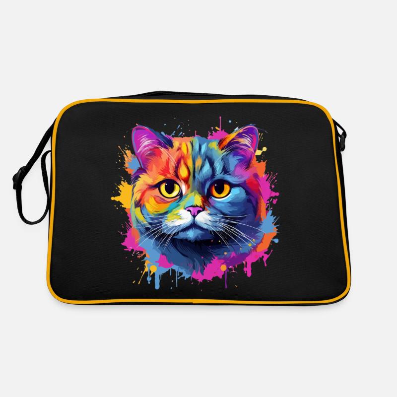 Chat Scottish Fold coloré, touches de couleur Sac Retro