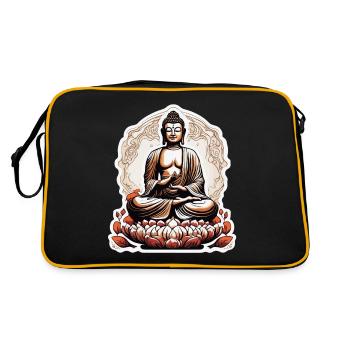 Buddha / Buddhismus / Glaube / Religion / Mantra - Retro Tasche - Schwarz/Gold - Hinten