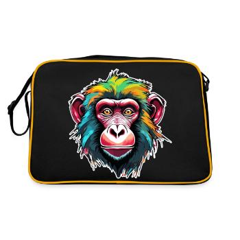 Affe / Tier / Zoo / Babian / Wild / Comic - Retro Tasche - Schwarz/Gold - Hinten