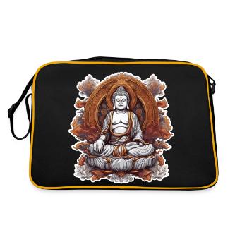 Buddha / Buddhismus / Glaube / Religion / Mantra - Retro Tasche - Schwarz/Gold - Hinten