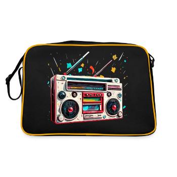 Radio / Analog / Music / Frequency / Speakers - Retro Bag - black/gold - Back