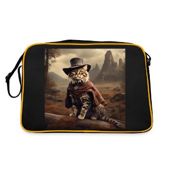 Chat / Animal / Photo / Sépia / Rétro / Cowboy - Sac Retro - noir/or - Dos