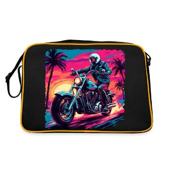 Motorrad Logo / Bike / Zweirad / Fahrzeug / Motors - Retro Tasche - Schwarz/Gold - Hinten