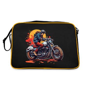 Motorrad Logo / Bike / Zweirad / Fahrzeug / Motors - Retro Tasche - Schwarz/Gold - Hinten