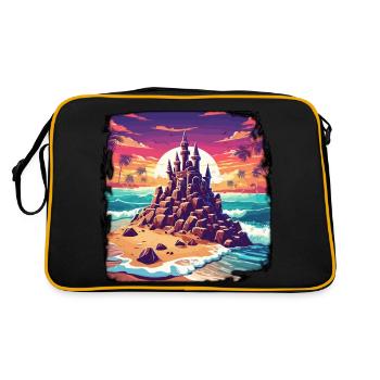 Sandcastle / Building / Playing / Castle / Holiday - Retro Bag - black/gold - Back