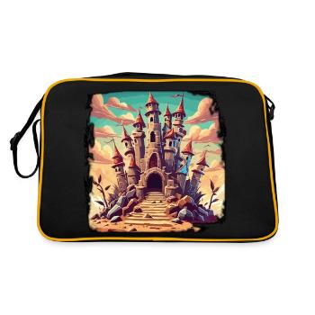 Sandcastle / Building / Playing / Castle / Holiday - Retro Bag - black/gold - Back