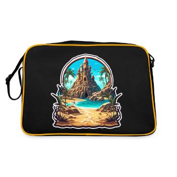 Sandcastle / Building / Playing / Castle / Holiday - Retro Bag - black/gold - Back