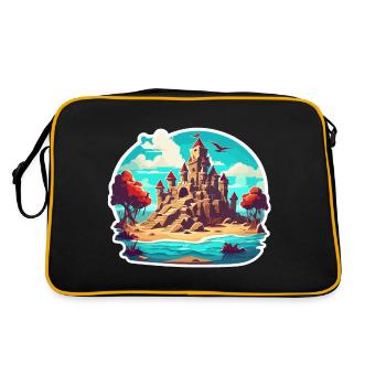Sandcastle / Building / Playing / Castle / Holiday - Retro Bag - black/gold - Back