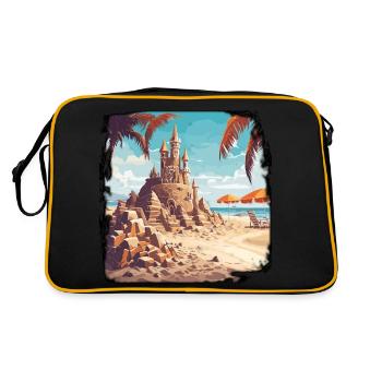 Sandcastle / Building / Playing / Castle / Holiday - Retro Bag - black/gold - Back