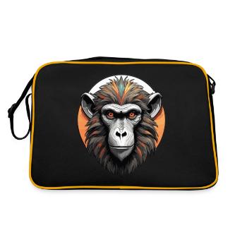 Affe / Tier / Zoo / Babian / Wild / Comic - Retro Tasche - Schwarz/Gold - Hinten