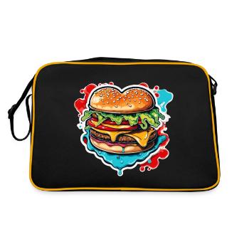 Burgers / Restauration rapide / Nourriture / Petits pains / Boeuf - Sac Retro - noir/or - Dos
