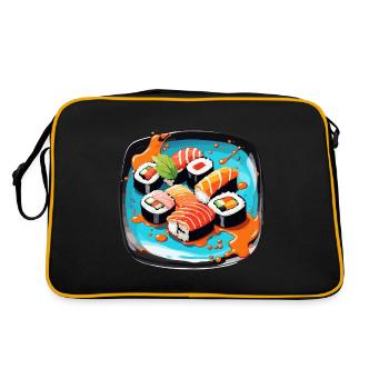 Sushi / Maki / Nigiri / Wasabi / Asiatique - Sac Retro - noir/or - Dos
